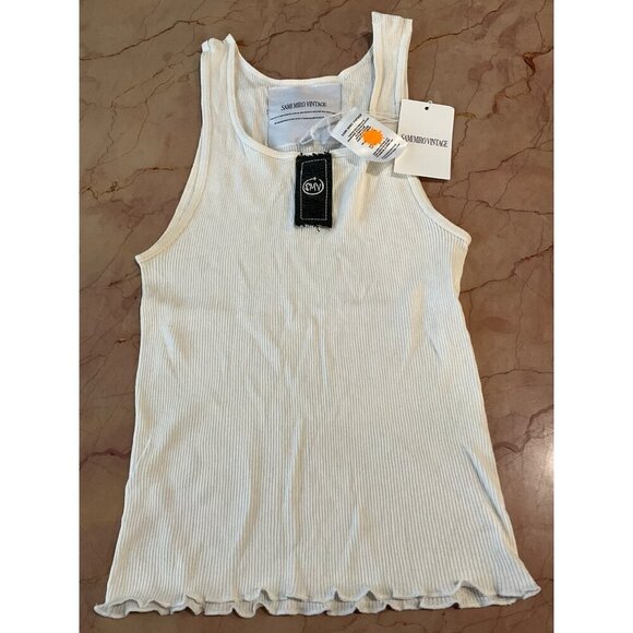 SAMI MIRO VINTAGE Scrap Tank in White & Black Medium New Womens Sleeveless Top - Picture 6 of 13